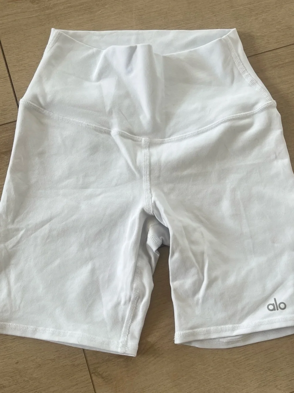 ALO Yoga White High-Waist Bike Shorts